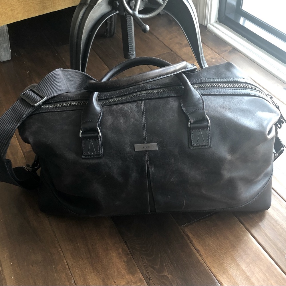 John Varvatos Leather duffel weekender bag